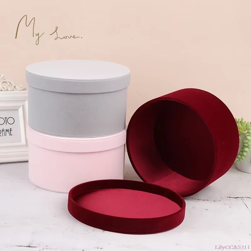 Florist Flower Supply - Velvet Round Flowers Box, Flower and