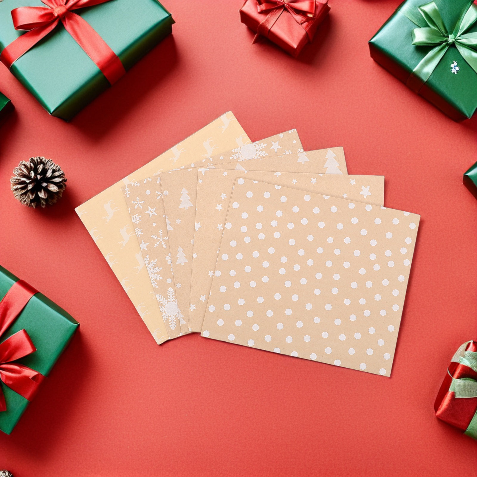 5Pcs Christmas Wrapping Paper  - Flower Wrap Kraft review and price