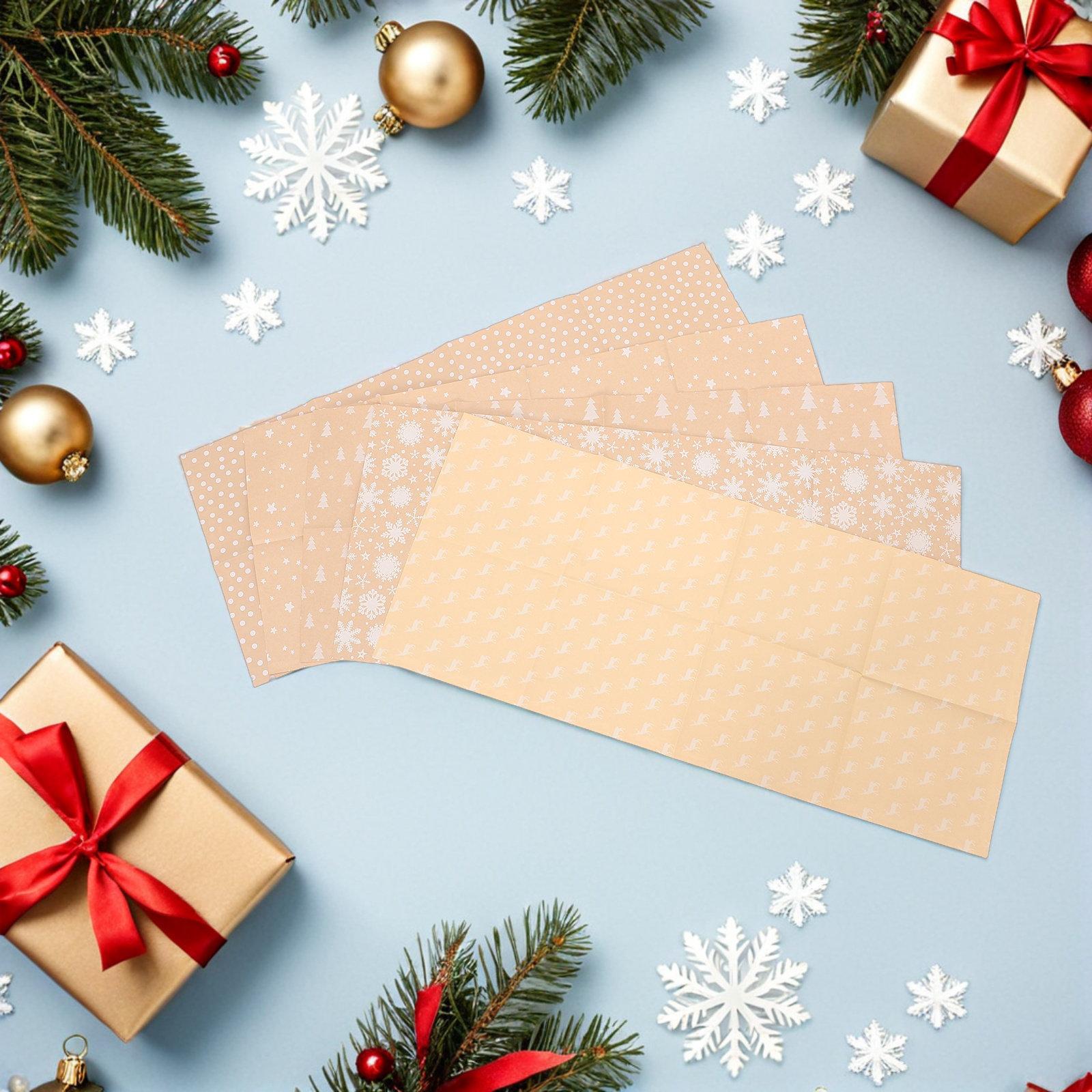 5Pcs Christmas Wrapping Paper  - Flower Wrap Kraft review and price
